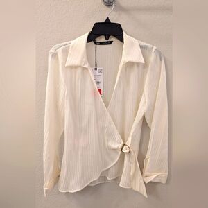 Zara Cream Wrap Blouse